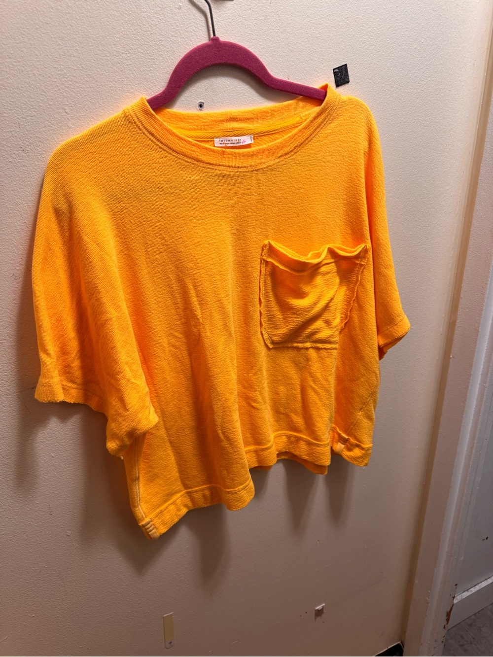 Free People Bright Yellow Pocket Short Sleeve Tee size XS
